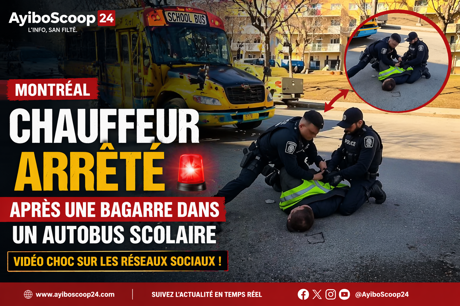 Chauffeur autobus scolaire arrêté à Montréal après bagarre entre élèves – intervention du SPVM
